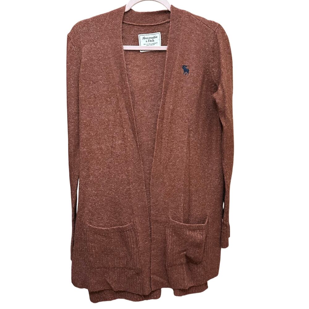 Vintage Abercrombie & Fitch Cardigan Size Medium Front Pockets Rust Orange